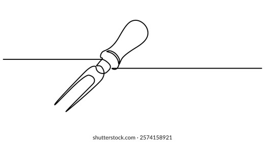 Fork cheese fondue icon, cheese fork continuous one line drawing, Cheese Continuous Line Art Illustration, Long fork is a tool to help eat food. Stay warm when the weather gets cold. National Cheese.