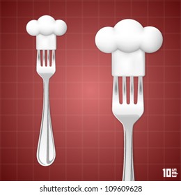 fork with chef hat vector