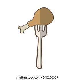 fork with chicken meat isolated icon vector illustration design