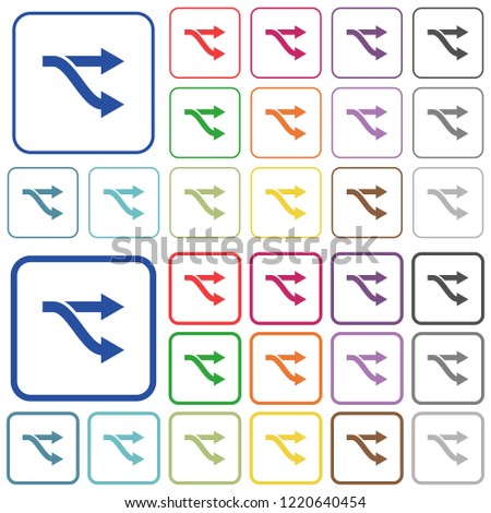 Fork color flat icons in rounded square frames. Thin and thick versions included.