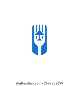 Gabelkombination mit Flugzeug. Logo-Design.