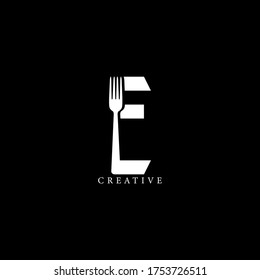 Fork concept E letter logo design. Vector EPS 10.