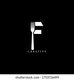 Fork concept F letter logo design. Vector EPS 10.