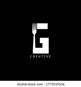 Fork concept simple flat G letter logo design. Vector EPS 10