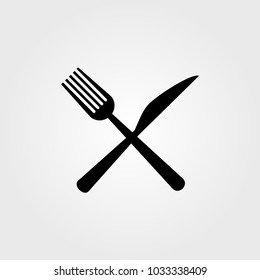 Fork cross Knife icon. Black vector illustration on white background.