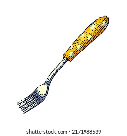 fork cutlery hand drawn vector. silverware food, restaurant symbol, dinner object fork cutlery sketch. isolated color illustration