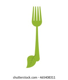 fork cutlery leaf product green food healthy icon. Isolated and flat illustration. Vector graphic