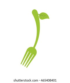 fork cutlery leaf product green food healthy icon. Isolated and flat illustration. Vector graphic