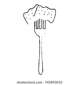 fork with delicious pork bacon