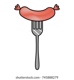 fork with delicious sausage