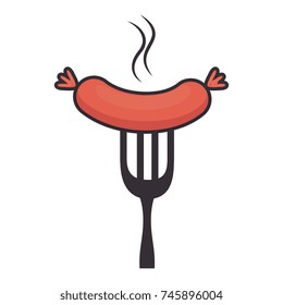 fork with delicious sausage