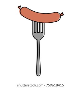 fork with delicious sausage