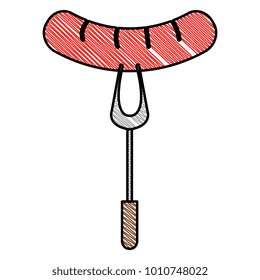 fork with delicious sausage isolated icon