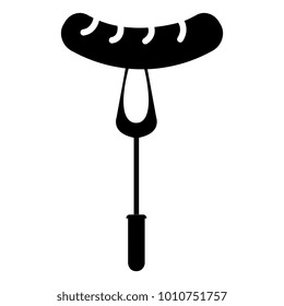 fork with delicious sausage isolated icon