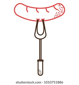 fork with delicious sausage isolated icon