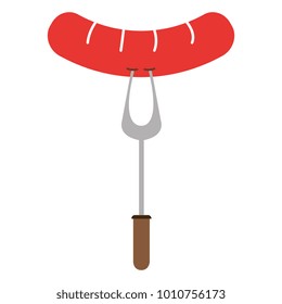 fork with delicious sausage isolated icon