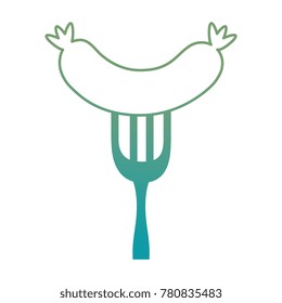 fork with delicious sausage isolated icon
