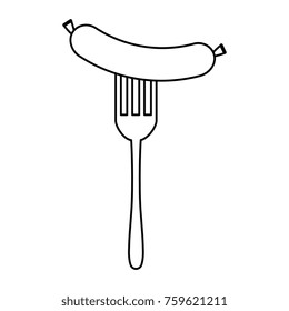 fork with delicious sausages