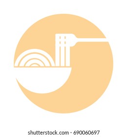 fork with Delicious spaghetti isolated icon