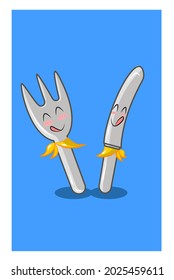 Fork and dinner knife vector illustration