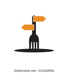 fork with direction board logo design, vector graphic symbol icon illustration creative idea