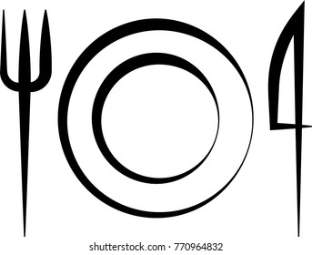 Fork Dish Knife Icon, Restaurant Menu Design Vector Art Illustration