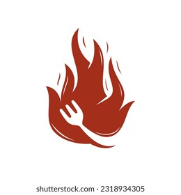 Fork With Fire Logo Vector Isolated in White Background