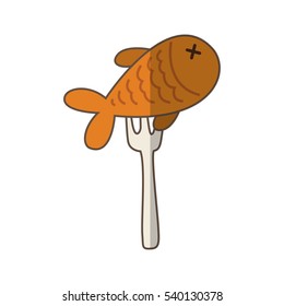 fork with fish meat isolated icon vector illustration design