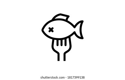 bifurcación con fondo blanco del icono del vector del pescado 