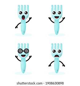 fork flat design character cute