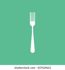 Fork Flat Icon On Green Background