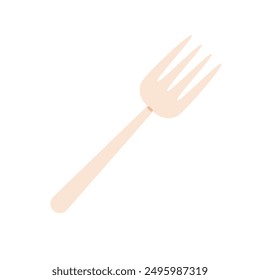 Fork flat single illustration. Disposable utensil, flatware waste. Flat vector illustration isolated on white background.