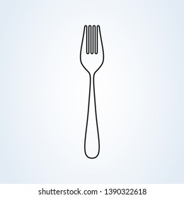 fork flat style. line art icon isolated on white background. Vector illustration 