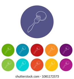 Fork with food icon. Outline illustration of fork with food vector icon for web