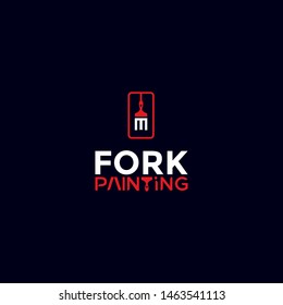 fork forming paint brush logo design vector icon illustration inspiration