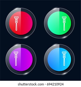 Fork four color glass button ui ux icon. Glossy app icon logo vector
