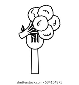 fork with fresh vegetable isolated icon