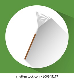 fork gardening tool over  white circle and green background. colorful design. vector illustration