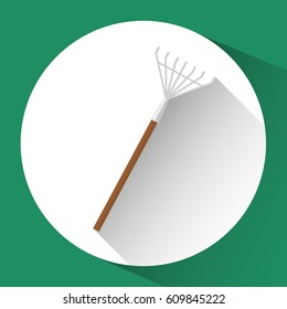 fork gardening tool over  white circle and green background. colorful design. vector illustration
