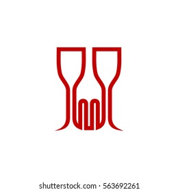 Fork And Glass Icon Logo Vector