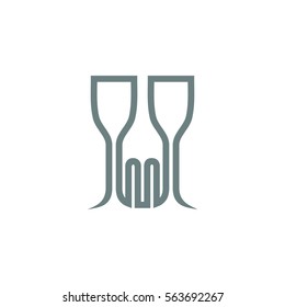 Fork And Glass Icon Logo Vector