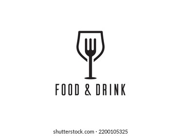 fork and glass logo. food and drink icon vector illustration.