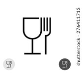 Fork and glass simple black sign. Symbol for use in package layout design.