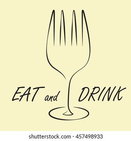 Fork and a glass of wine. Preparation for signs,  icon, logo, symbol. Simple vector sign. Icon.