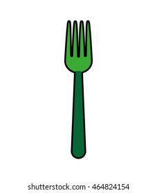 fork green cutlery menu icon. Isolated and flat illustration. Vector graphic
