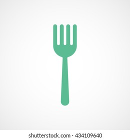 Fork Green Icon On White Background