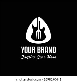 fork with guitar logo for restaurant, Bar Cafe