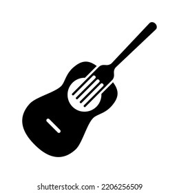 Fork with guitar logo for restaurant icon. Bar Cafe Vector illustration