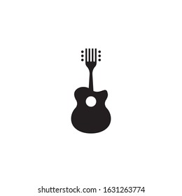 Fork guitar logo template vector icon design