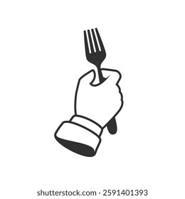 Fork in hand icon. Cutlery sign. Restaurant business concept.